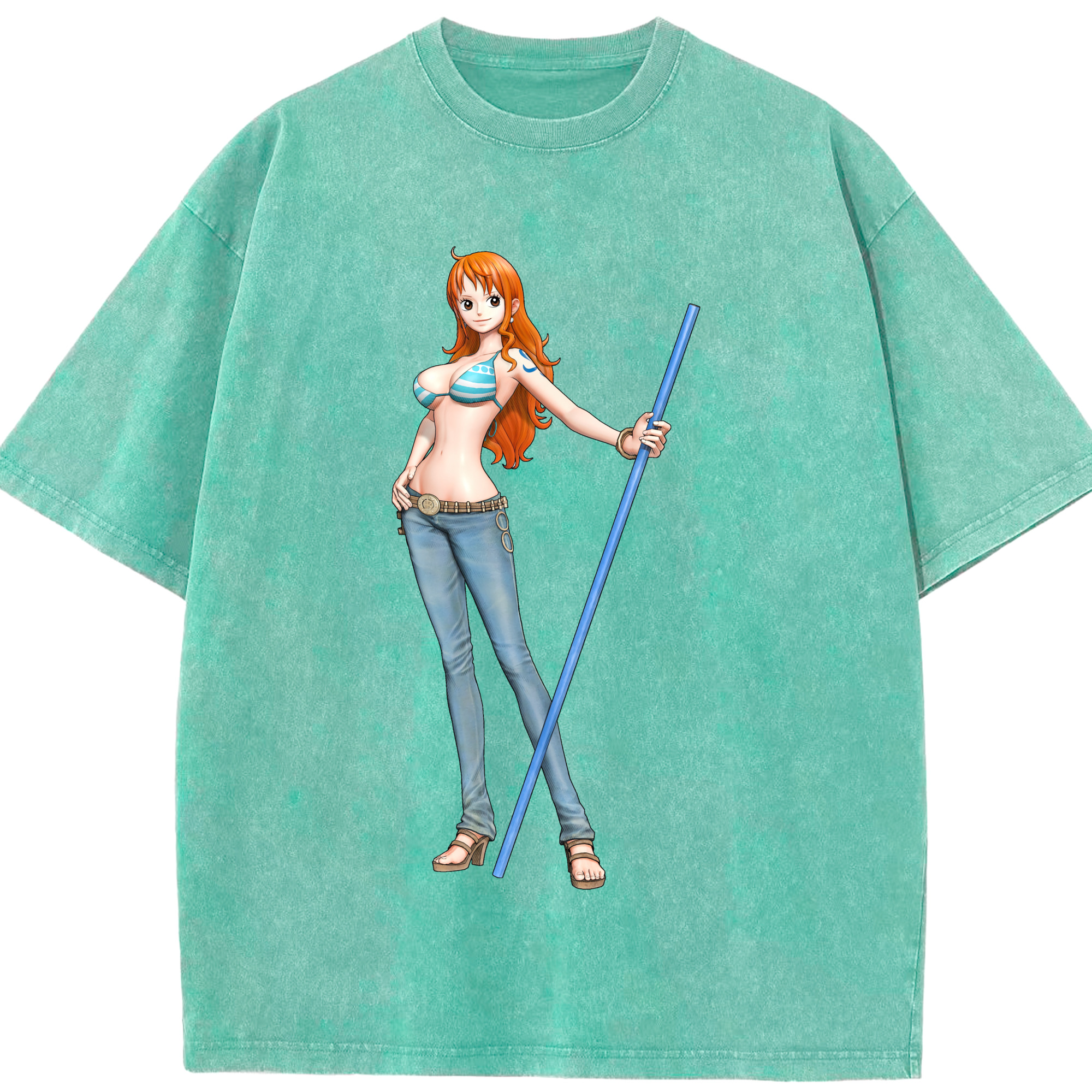ワンピース ナミ ONE PIECE Nami 綿100% ヴィンテージ風 半袖Tシャツ（フロントプリント）